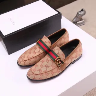 Gucci Horsebit 1955 Beige GG Monogram Web Loafers