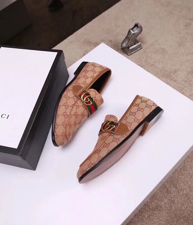 Gucci Horsebit 1955 Beige GG Monogram Web Loafers 5