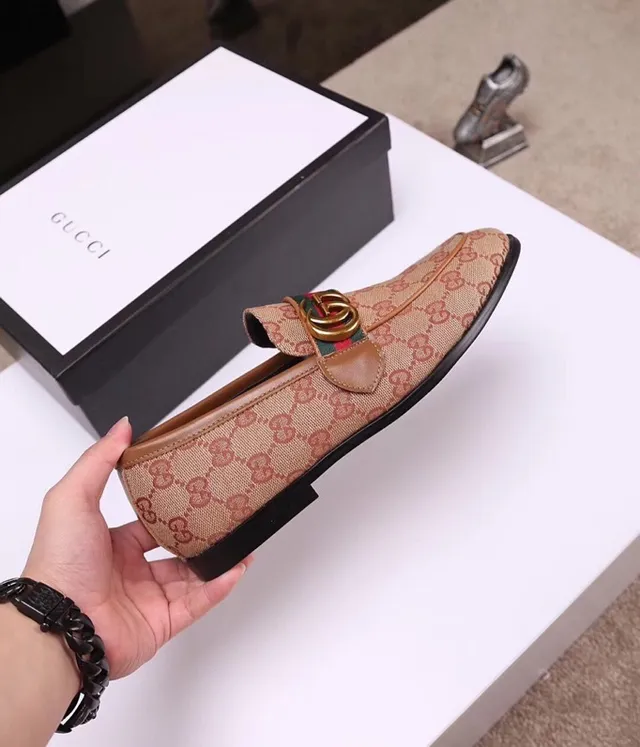 Gucci Horsebit 1955 Beige GG Monogram Web Loafers 6