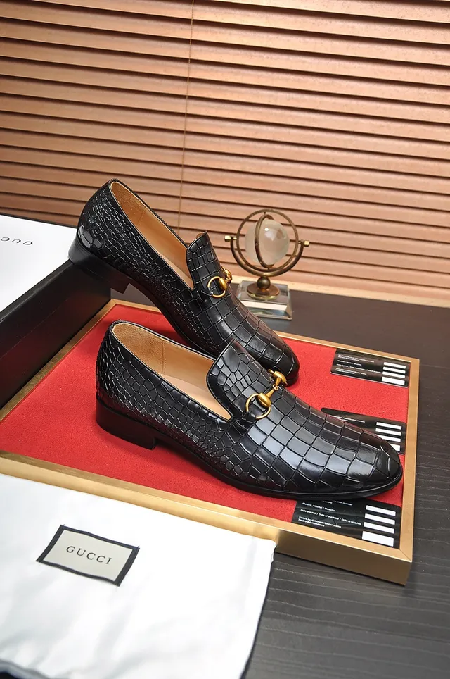 Gucci Horsebit 1955 Black Crocodile-Embossed Leather Loafers 4