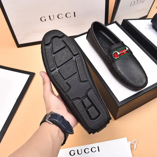 Gucci Horsebit 1955 Black Green Pebbled Leather Buckle Loafer 7