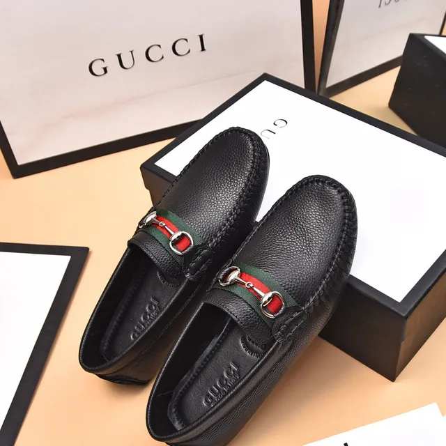 Gucci Horsebit 1955 Black Green Pebbled Leather Buckle Loafer 8