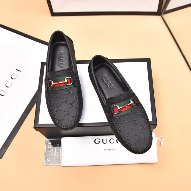 Gucci Horsebit 1955 Black Leather Web Strap Loafers 2