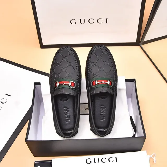 Gucci Horsebit 1955 Black Leather Web Strap Loafers 3
