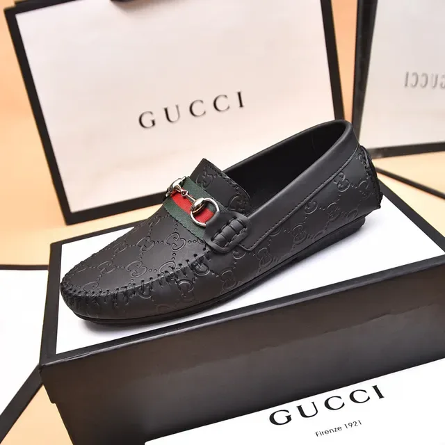 Gucci Horsebit 1955 Black Leather Web Strap Loafers 6