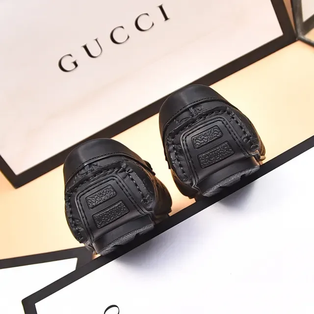 Gucci Horsebit 1955 Black Leather Web Strap Loafers 9