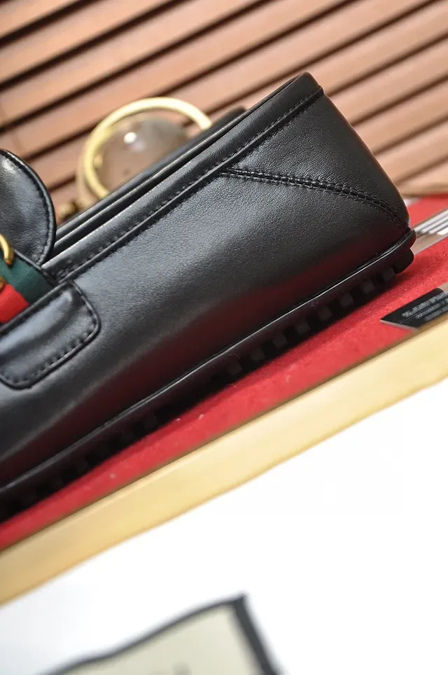 Gucci Horsebit 1955 काला चमड़ा Web Stripe लोफर 2