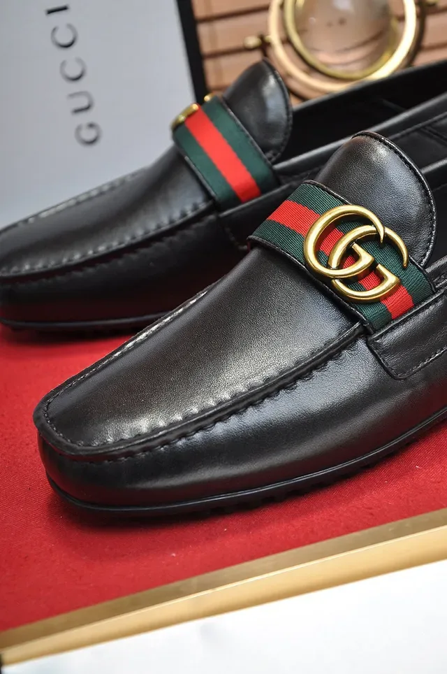 Gucci Horsebit 1955 काला चमड़ा Web Stripe लोफर 3