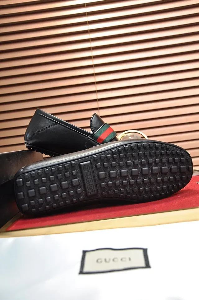 Gucci Horsebit 1955 काला चमड़ा Web Stripe लोफर 4