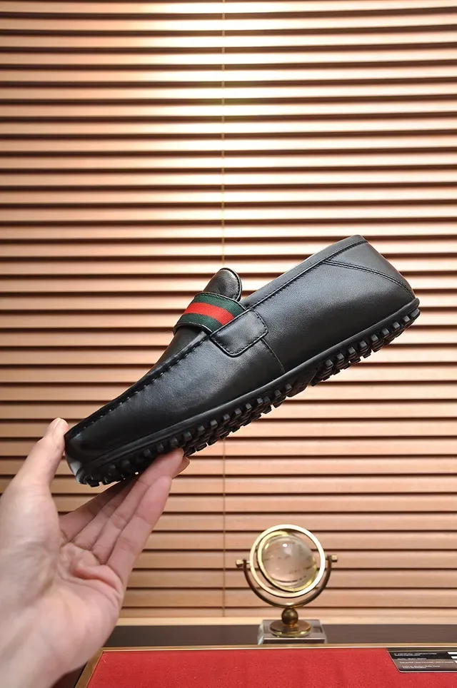 Gucci Horsebit 1955 काला चमड़ा Web Stripe लोफर 6