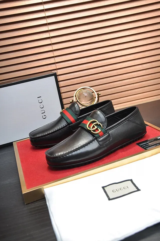 Gucci Horsebit 1955 काला चमड़ा Web Stripe लोफर 7