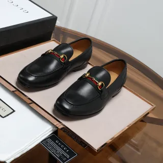 Gucci Horsebit 1955 Black Leather Web Stripe Loafers