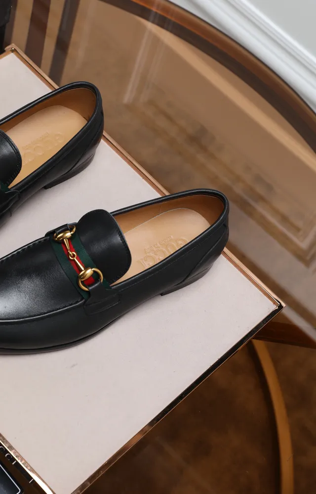 Gucci Horsebit 1955 Black Leather Web Stripe Loafers 3