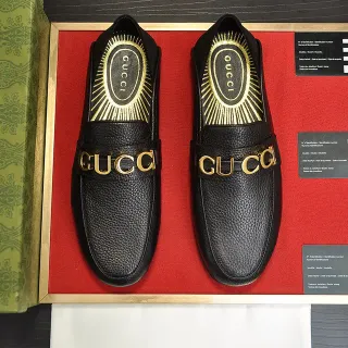 Gucci Horsebit 1955 黑色粒面皮革 金 Horsebit 乐福鞋