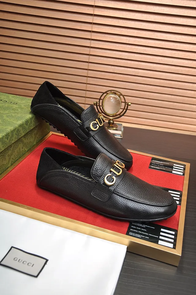 Gucci Horsebit 1955 Couro preto texturizado dourado Horsebit loafers 5