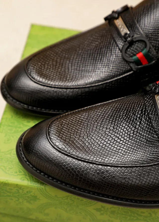 Gucci Horsebit 1955 Noir Rouge Cuir Texturé Boucle Loafer 5