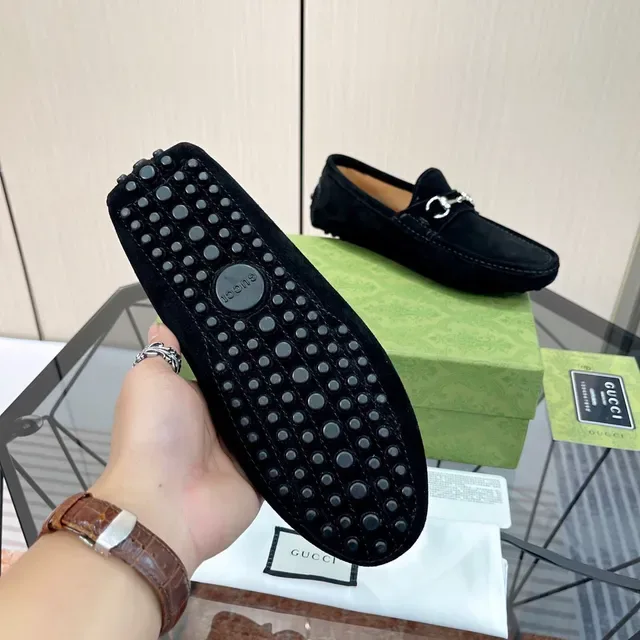Gucci Horsebit 1955 黑色麂皮乐福鞋 2