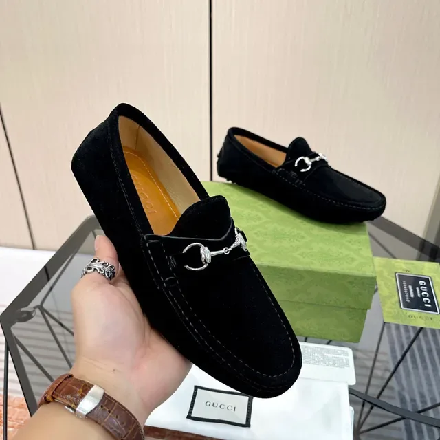 Gucci Horsebit 1955 黑色麂皮乐福鞋 4