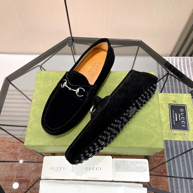 Gucci Horsebit 1955 黑色麂皮乐福鞋 5