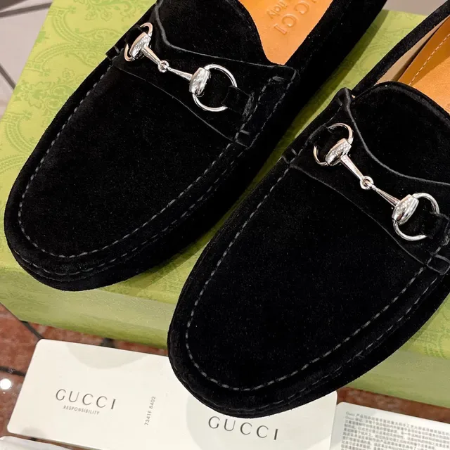 Gucci Horsebit 1955 黑色麂皮乐福鞋 7