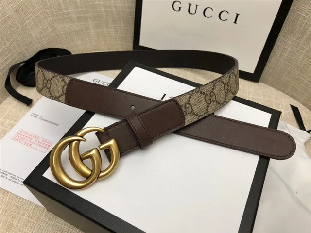 Gucci Horsebit 1955 حزام جلد كانفاس مونوغرام بني ذهبي interlocking GG buckle 2