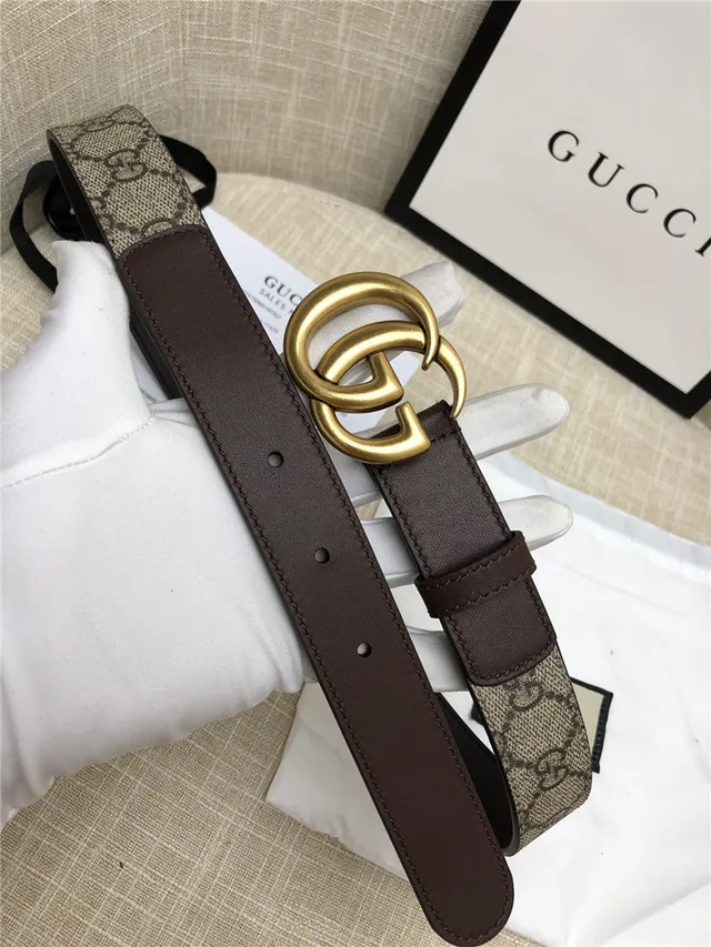 Gucci Horsebit 1955 حزام جلد كانفاس مونوغرام بني ذهبي interlocking GG buckle 4