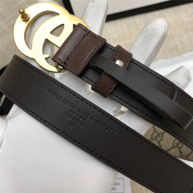 Gucci Horsebit 1955 حزام جلد كانفاس مونوغرام بني ذهبي interlocking GG buckle 5