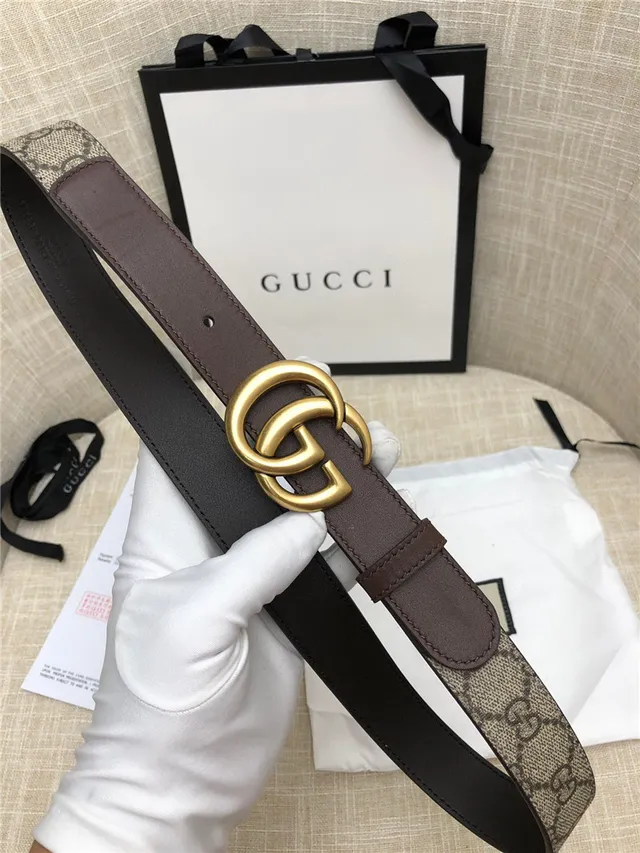 Gucci Horsebit 1955 حزام جلد كانفاس مونوغرام بني ذهبي interlocking GG buckle 8