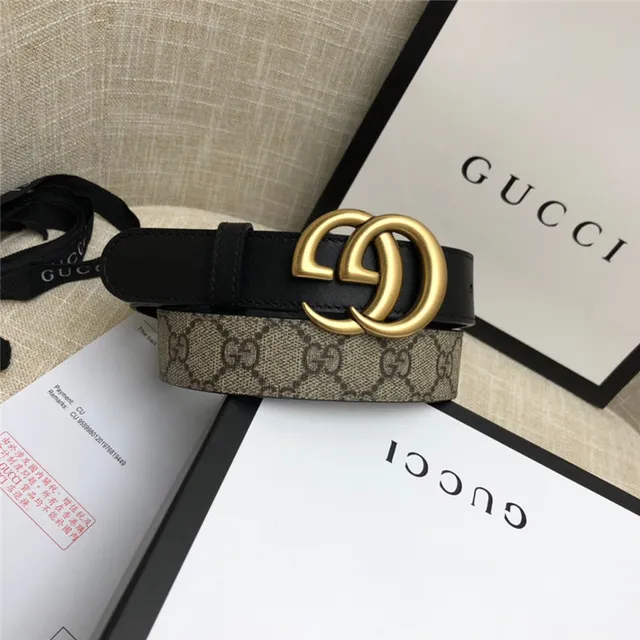 Gucci Horsebit 1955 حزام جلد كانفاس مونوغرام بني ذهبي interlocking GG buckle 11