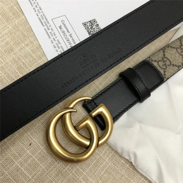 Gucci Horsebit 1955 حزام جلد كانفاس مونوغرام بني ذهبي interlocking GG buckle 12