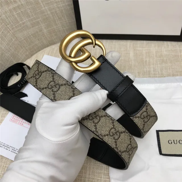 Gucci Horsebit 1955 حزام جلد كانفاس مونوغرام بني ذهبي interlocking GG buckle 14