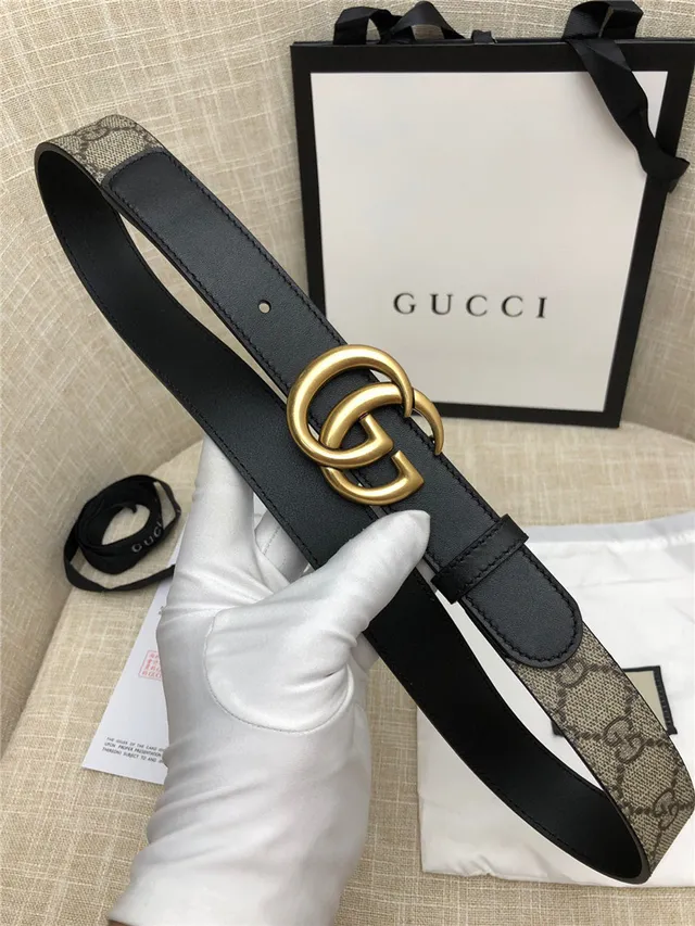 Gucci Horsebit 1955 حزام جلد كانفاس مونوغرام بني ذهبي interlocking GG buckle 16