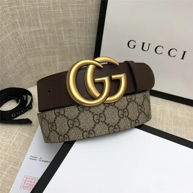 Gucci Horsebit 1955 حزام جلد كانفاس مونوغرام بني ذهبي interlocking GG buckle 21