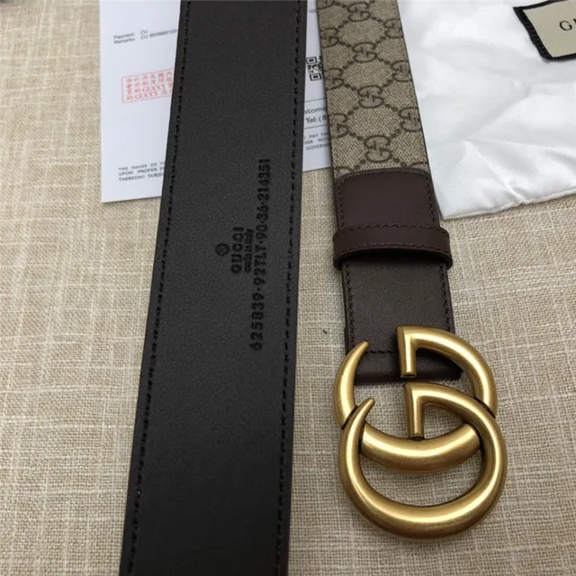 Gucci Horsebit 1955 حزام جلد كانفاس مونوغرام بني ذهبي interlocking GG buckle 22