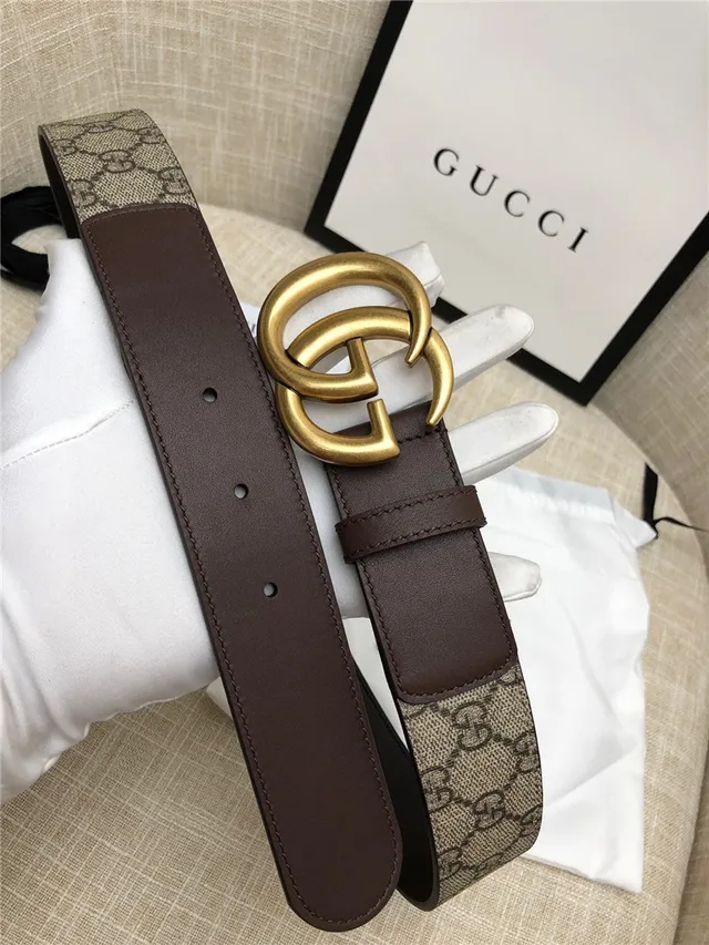 Gucci Horsebit 1955 حزام جلد كانفاس مونوغرام بني ذهبي interlocking GG buckle 24
