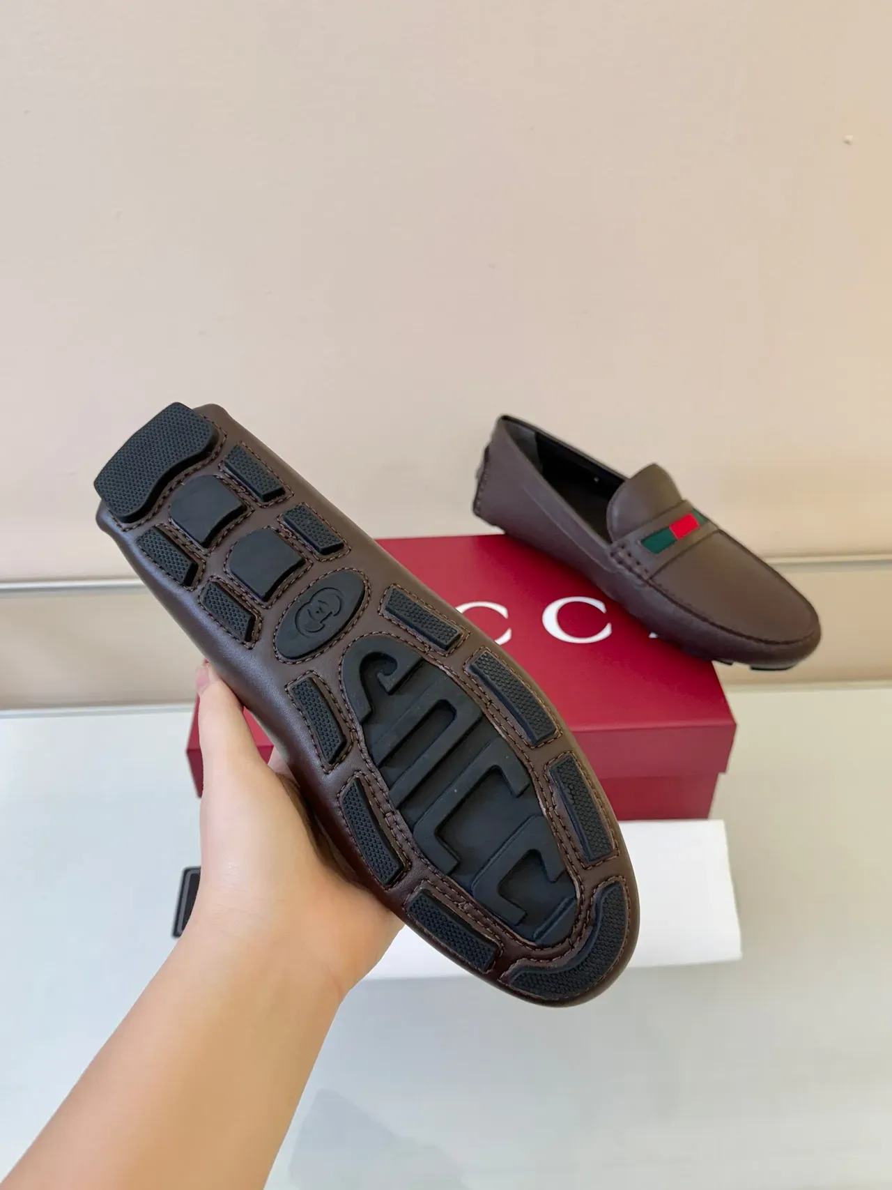 Gucci Horsebit 1955 Brown Leather Web Stripe Loafers 5