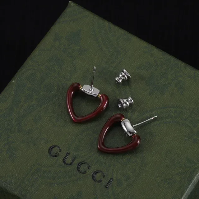 Gucci Horsebit 1955 Collier Burdeos Argent Forme Cœur Résine 4