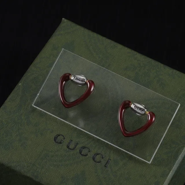 Gucci Horsebit 1955 Collier Burdeos Argent Forme Cœur Résine 5