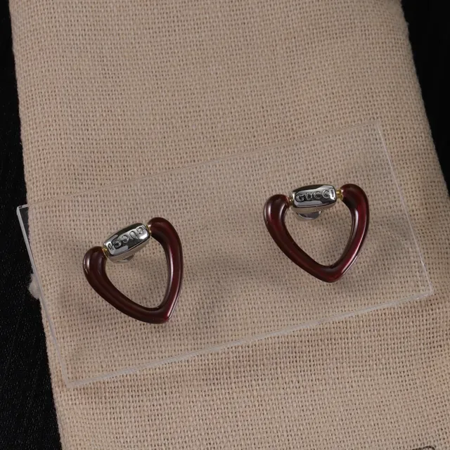 Gucci Horsebit 1955 Collier Burdeos Argent Forme Cœur Résine 6