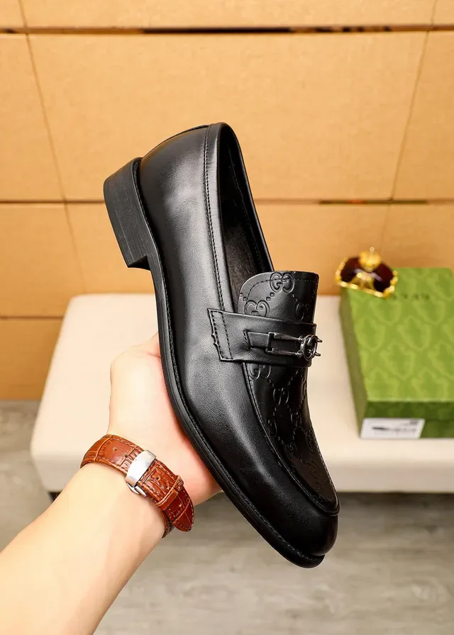 Gucci Horsebit 1955 Embossed GG Black Leather Loafers 7