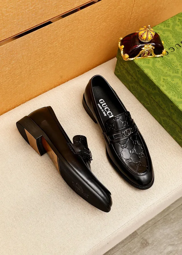 Gucci Horsebit 1955 Embossed GG Black Leather Loafers 9