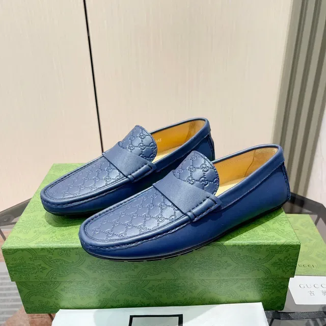 Gucci Horsebit 1955 Embossed GG Blue Loafers 2