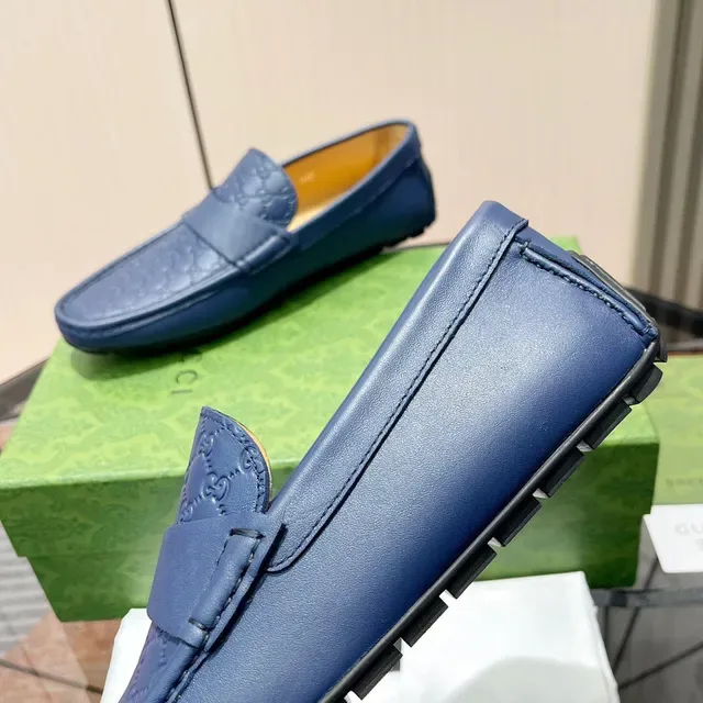 Gucci Horsebit 1955 Embossed GG Blue Loafers 4