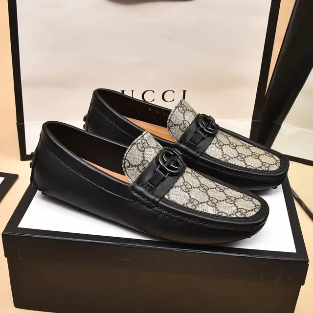 Gucci Horsebit 1955 GG Monogram Canvas Black Loafers 7