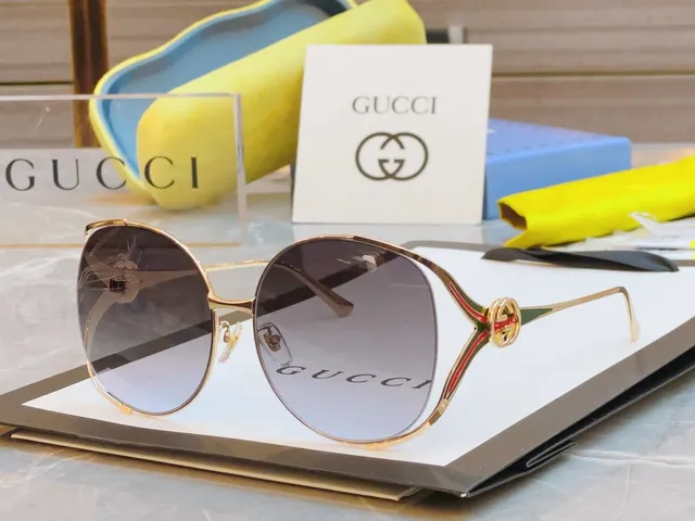 Gucci Horsebit 1955 armação de metal dourado marrom lentes gradient óculos de sol 5