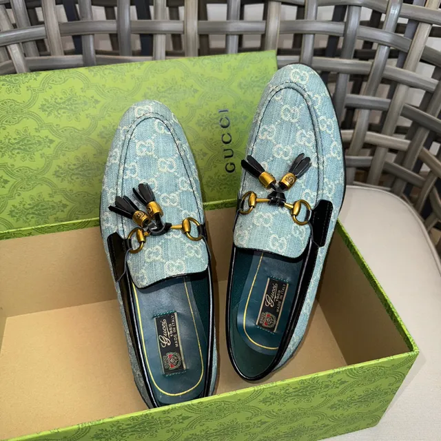 Gucci Horsebit 1955 Bleu clair GG Monogram mocassins 9