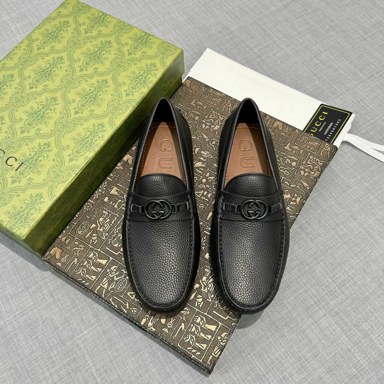 Gucci Horsebit 1955 Loafer Black Pebbled Leather Loafer 6