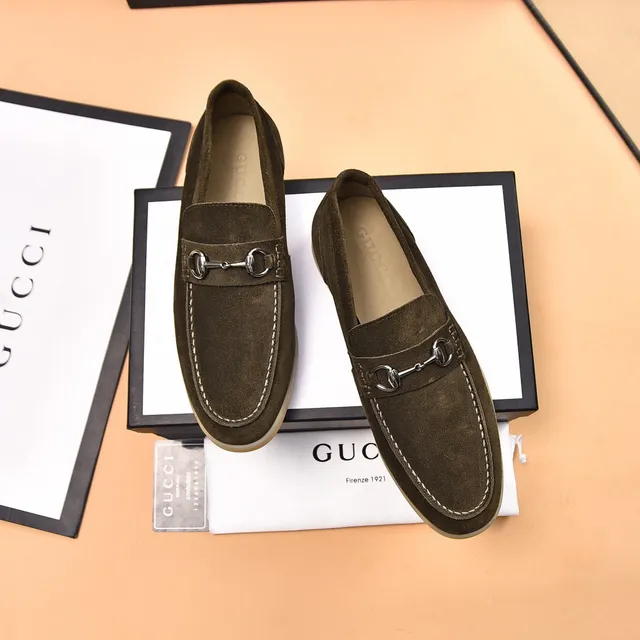 Gucci Horsebit 1955 Olive Green Suede Loafers 2