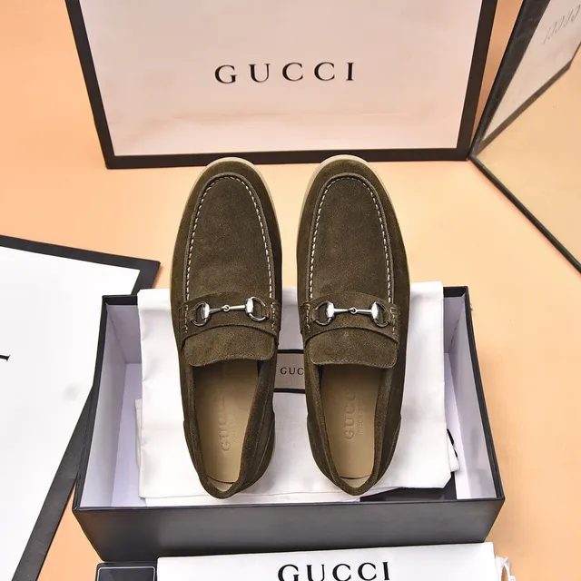 Gucci Horsebit 1955 Olive Green Suede Loafers 3
