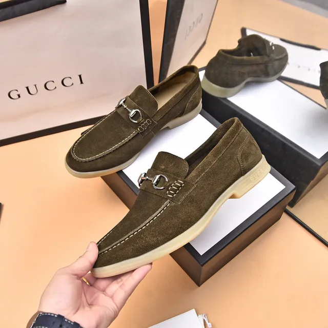 Gucci Horsebit 1955 Olive Green Suede Loafers 5